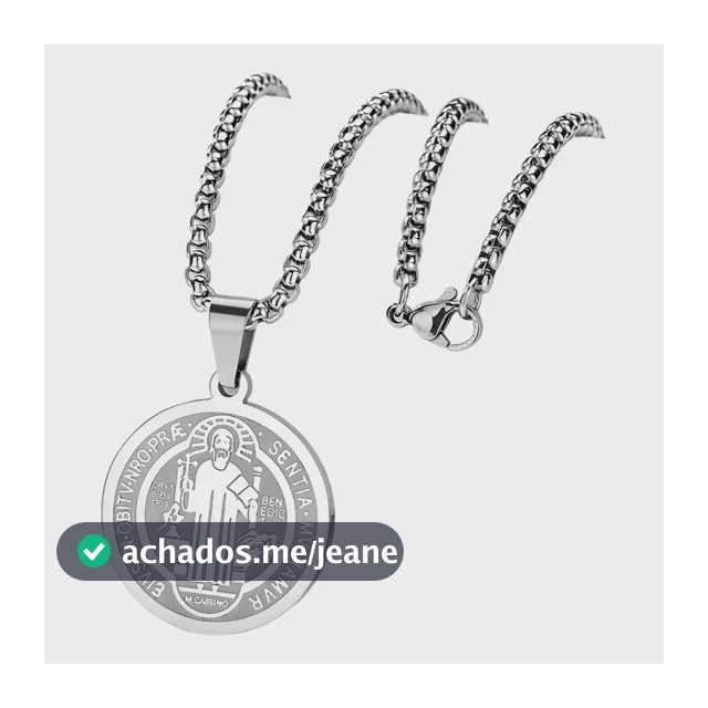 Colar Masculino Medalha De São Bento Aço Inoxidável