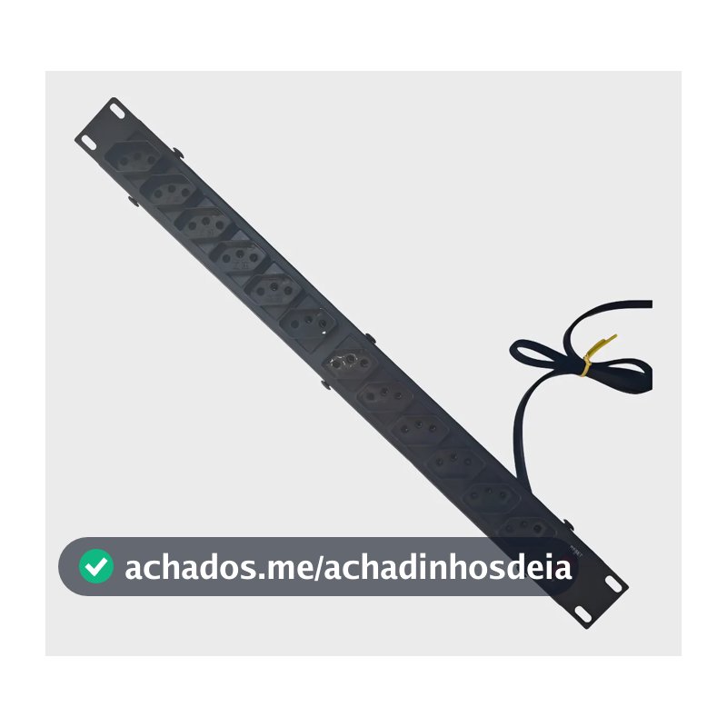Regua Rack 19 Filtro Linha 10a 12 Tomadas Extensão Elétrica - Preto - Com Chave De Proteção Eletrônica Max Amper 127/220v