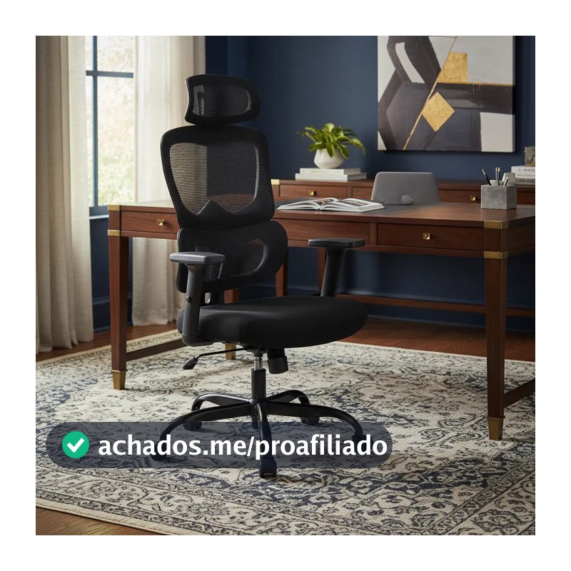 Cadeira Escritório Ergonômica Reclinável 360° Preta 100kg