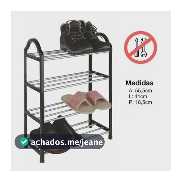 Sapateira Prateleira De Sapatos Multiuso Estante Organizador Cor Preto