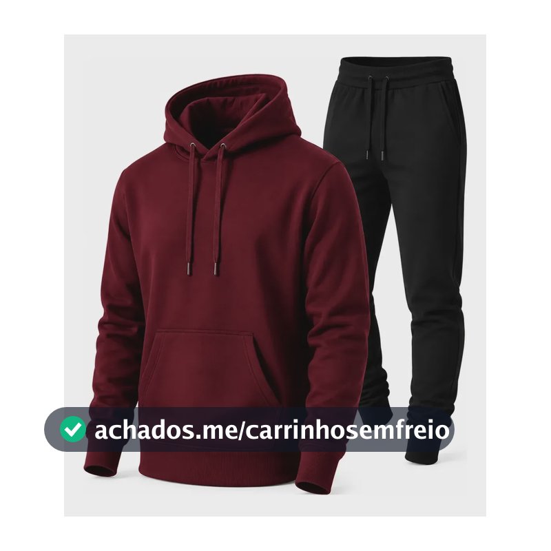 Conjunto Calça E Blusa De Moletom Liso Masculino Unissex M Bordo | Preto