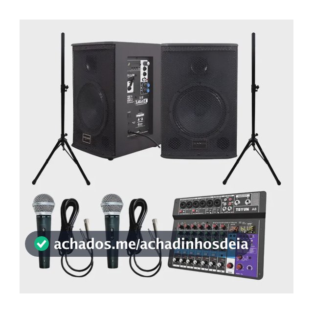 Kit Ativa Passiva Saga 8 Pedestal Mesa 8 Canais Microfones