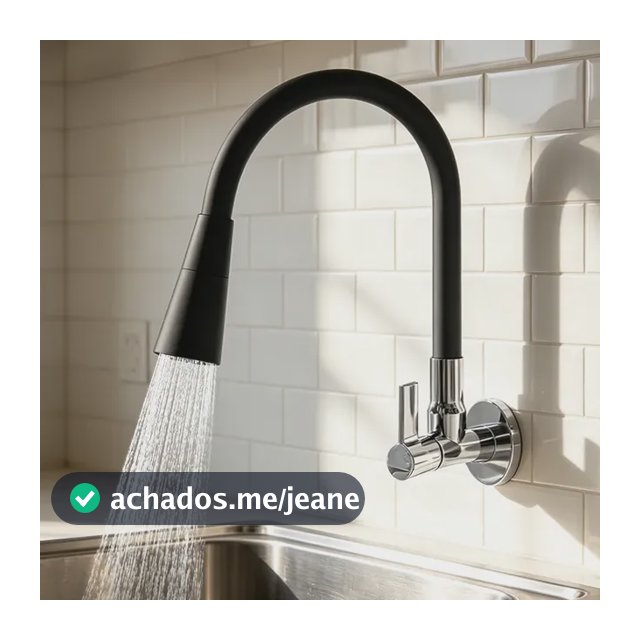 Torneira Cozinha Gourmet Parede - Preta/flexivel/duplo Jato Preto Brilhante