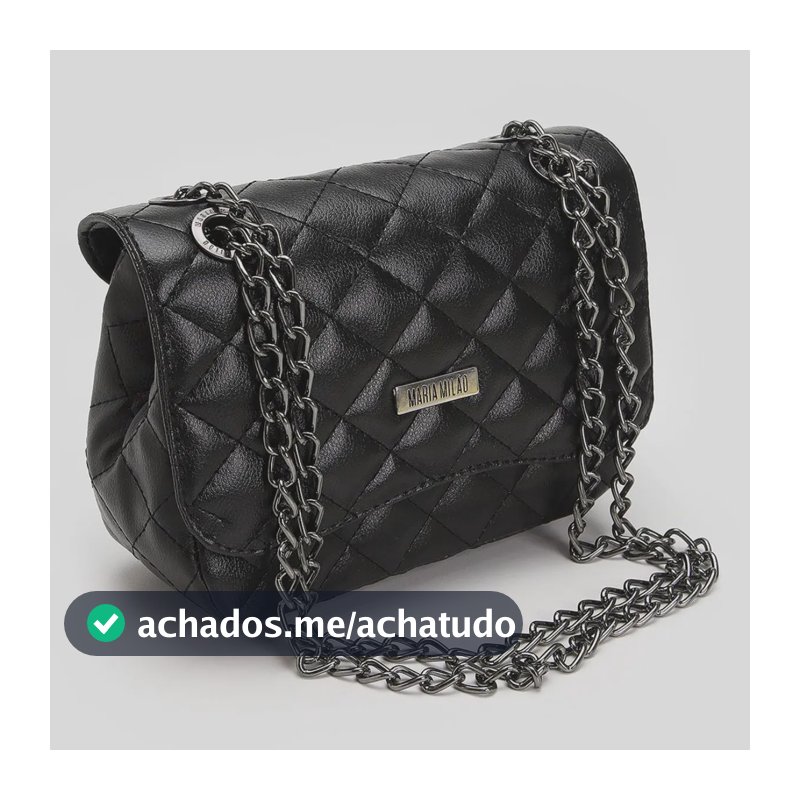 Bolsa Feminina Pequena Média Ombro Corrente Transversal Tiracolo Casual Couro PU Alça Lateral De Lado Fashion Sofisticada Tendência Blogueira Moderna Moda Elegante Matelassê Bordada Festa Cor Preta