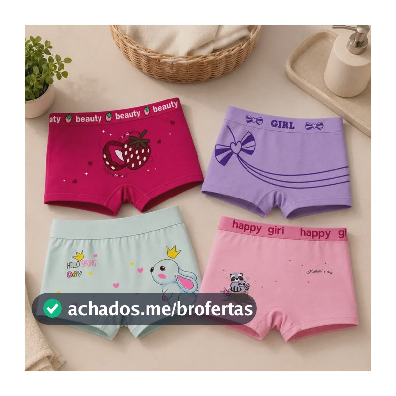 Kit 10 Calcinhas Box Shortinho Infantil Menina 2 A 10 Anos
