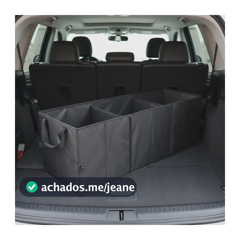 Organizador De Carro Para Porta Malas Com Três Divisorias  Preto