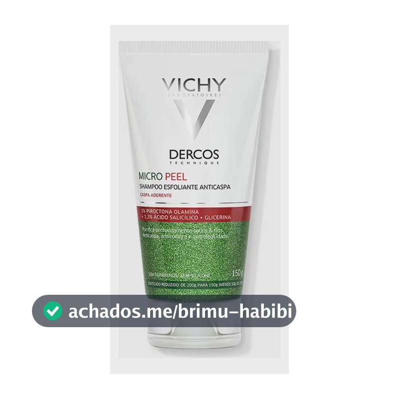 Shampoo Anticaspa Esfoliante Limpeza Profunda Ação Calmante com Ácido Salicílico e Piroctona Olamina Dercos Micro Peel Vichy, 150ml