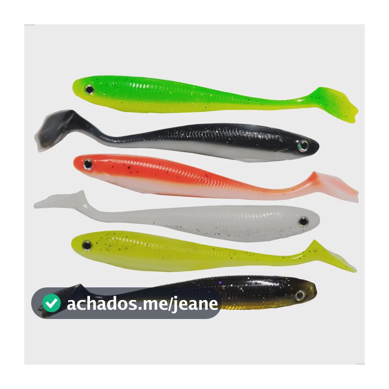 Kit 12 Isca Artificial Soft Shad 10cm 6g Pesca Tucunaré Traira Robalo Dourado Tralha de Ouro