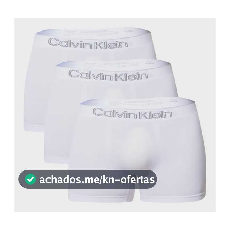 Kit 3 Cuecas Low Rise Trunk Sem Costura Calvin Klein 0900 Branco 2 M