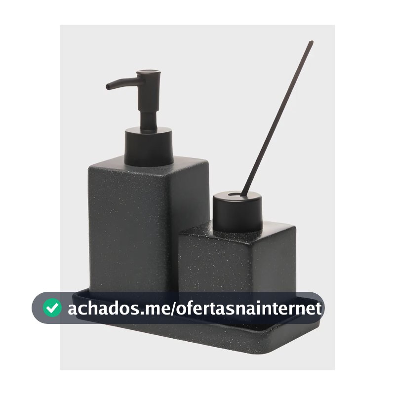 Kit Lavabo Banheiro E Difusor Aromatizador Granilite Preto
