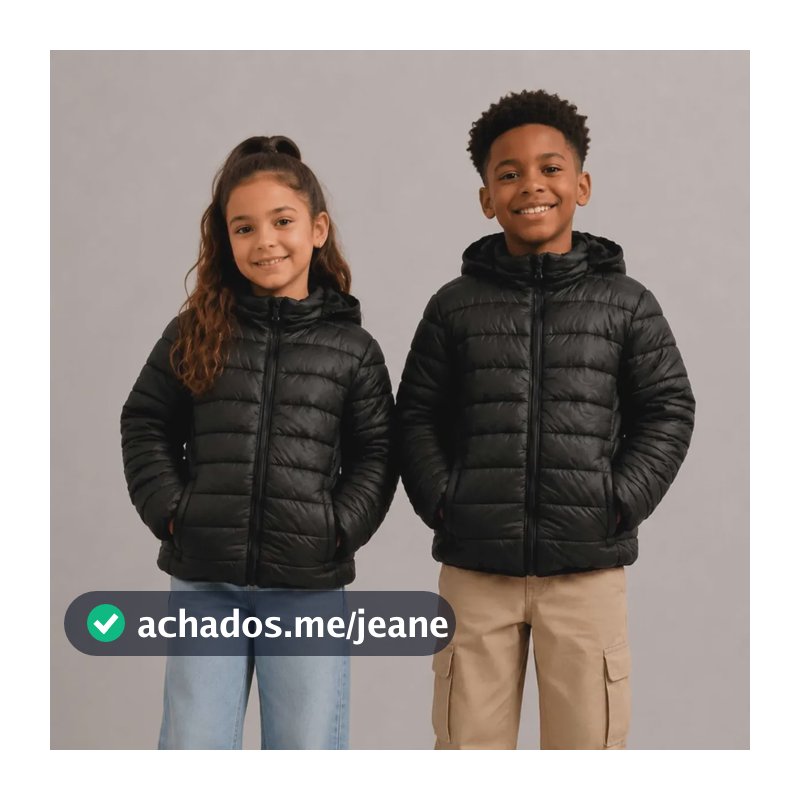 Jaqueta Menino Bobojaco Infantil Nylon Impermeável Forrada Preto Menina 8