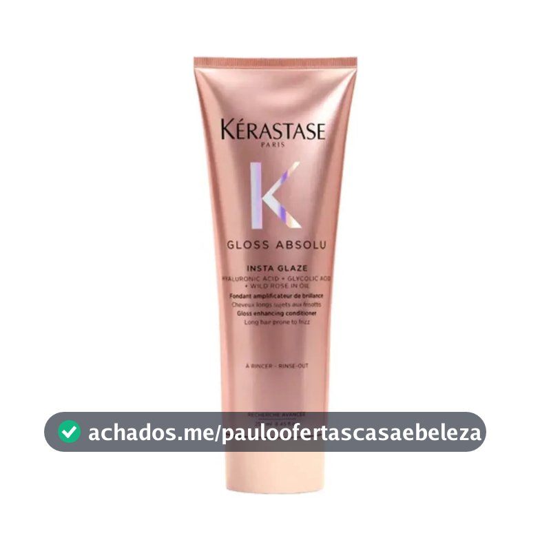 Kérastase, Condicionador, Gloss Absolu, Insta Glaze, para todos os tipos de cabelos, ação anti-frizz com Ácido Hialurônico, Ácido Glicólico e Óleo de Rosa Silvestre, potencializa o brilho, 250ml