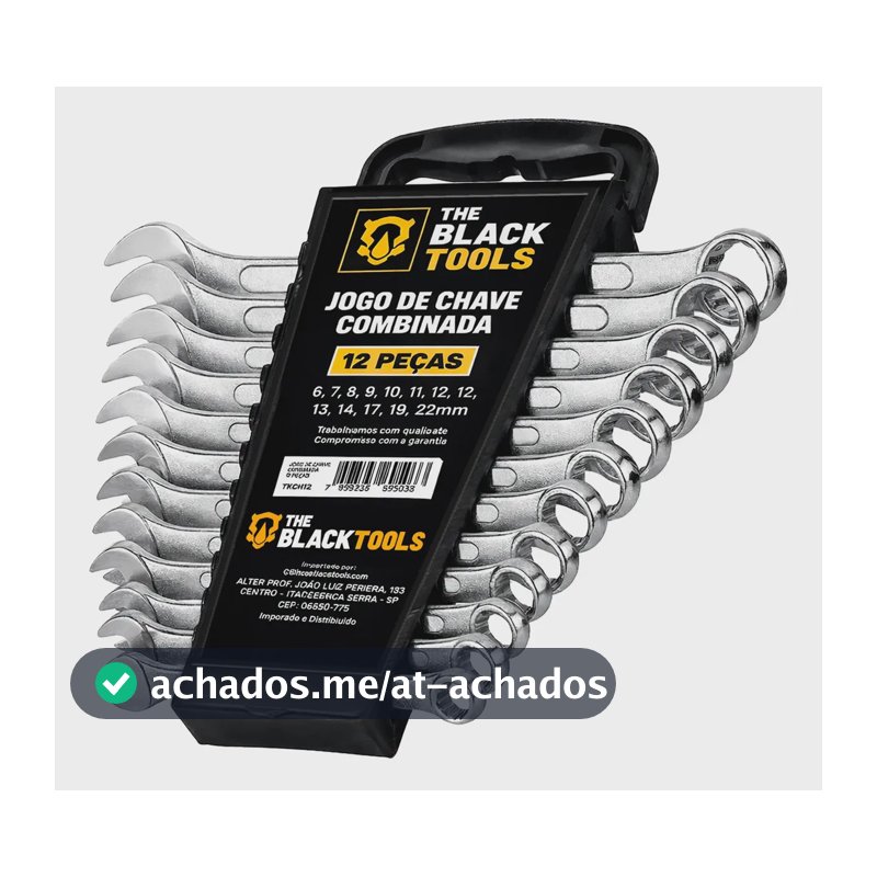 Jogo De Chave Boca E Estrela Combinada 12 Pçs Aço 6-22 Mm Cromada Profissional Tkch12 The Black Tools