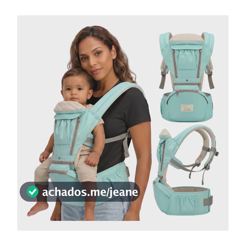 Canguru Ergonômico Aiebao 3 em 1 Verde 12 Posições Tecido Premium