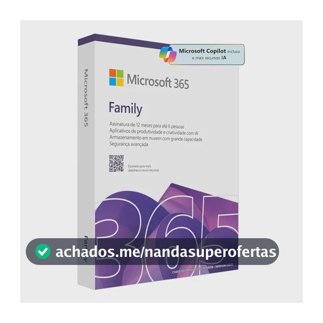 Microsoft 365 Family 2026 + Mcafee Premium - Licença 1 Ano