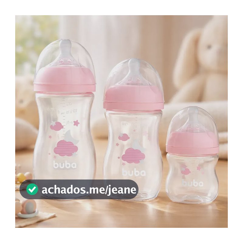 Kit 3 Mamadeira Easy Flow Anticólica Buba 120 270 330ml Cor Rosa Nuvem