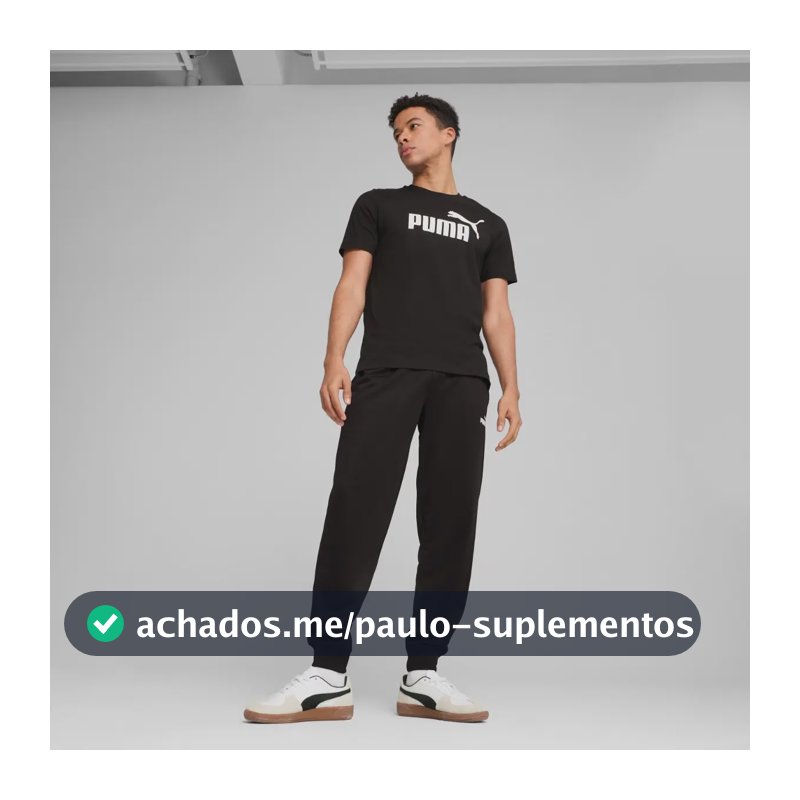Camiseta Masculina Ess Logo Tee  Puma Puma Black Liso Gg