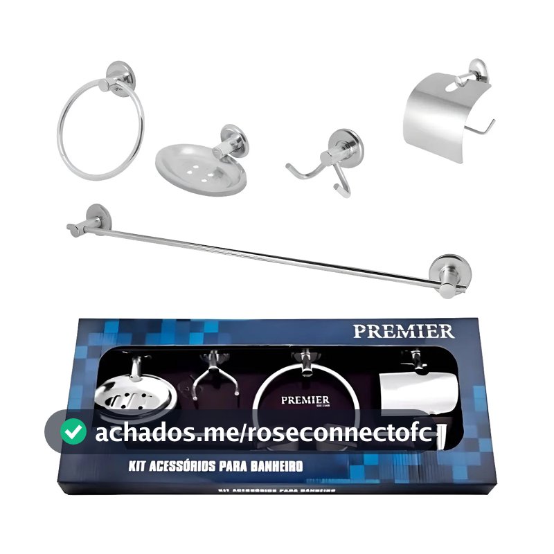 Kit Acessórios Para Banheiro Aço Inox 5 Peças