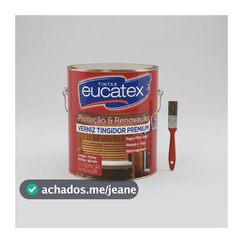 Verniz Eucatex Marítimo 225ml Brilhante Pequeno + Trincha Natural Brilhante