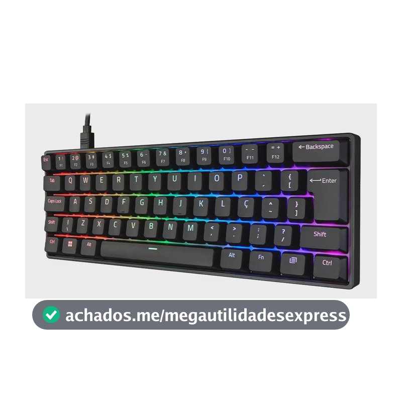 Teclado Mecânico Akko 3061s Preto ABNT2 Switch Rosa RGB