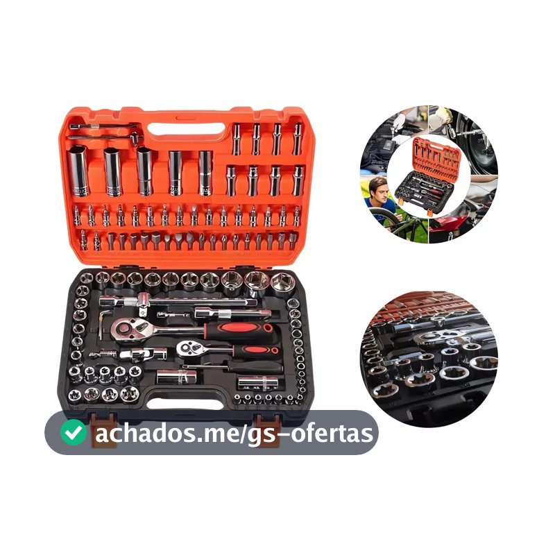 Kit 108 Peças Soquete 1/2aço Crv Profissional rega Prateado