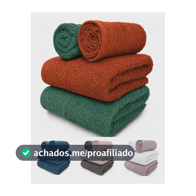 Jogo de Toalhas 4 Peças Banho e Rosto Aveludadas Felpudas Macias Jacquard Luxo 100% Algodão Toque Macio Alta Absorção Cor Verde Telha 2 Banho 70x130cm + 2 Rosto 50x70cm Renova Enxovais Alta Qualidade