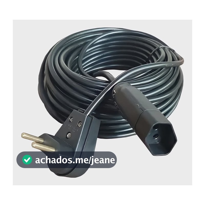 Extensão Elétrica 50 Metros 10a Cabo Pp 2x1,0 Reforçada Cor Preto Click Cabos