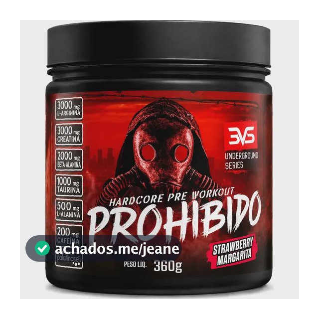 Prohibido Pré Treino 360g - Sabor: Strawberry Margarita (morango) - A Combinação Perfeita De 8 Ingredientes Que Proporcionam Energia Do Início Ao Fim Do Seu Treino