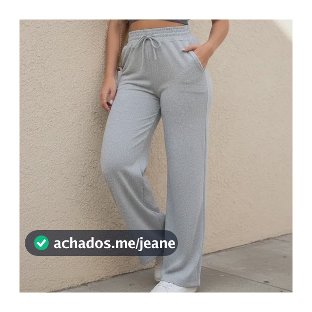 Calça Feminina Lãzinha Pantalona Cintura Alta Com Bolso