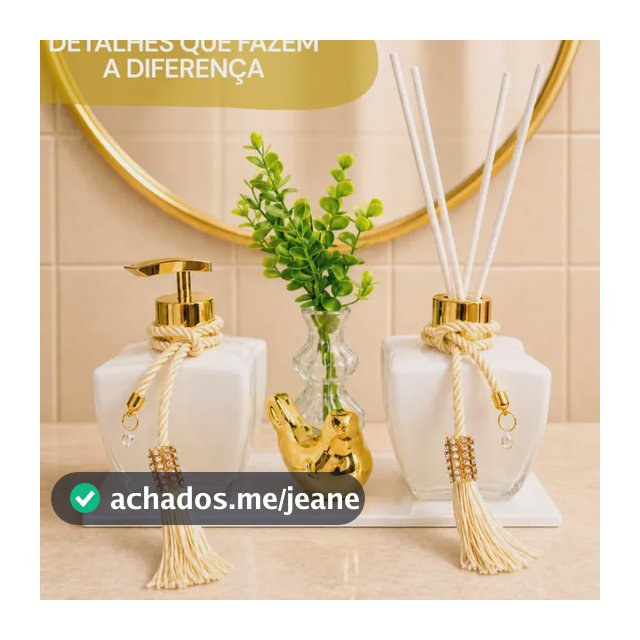 Kit Banheiro Lavabo C/ Bandeja Em Vidro Luxo Branco Difusor
