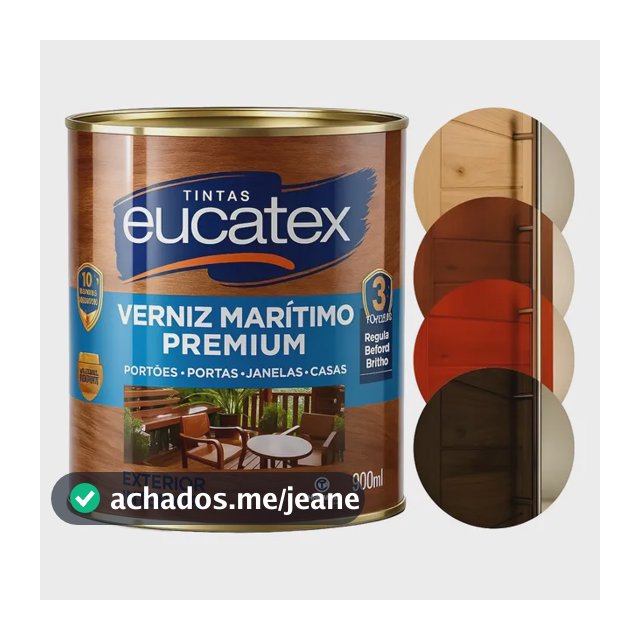 Verniz Madeira Brilhante Natural Ou Cores Eucatex 900ml
