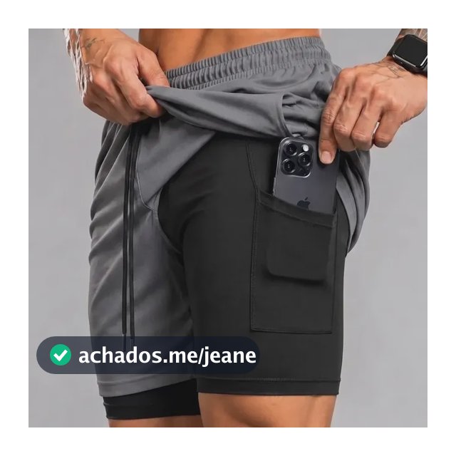 Bermuda 2 Em 1 Short Duplo Masculino Academia Treino Corrida