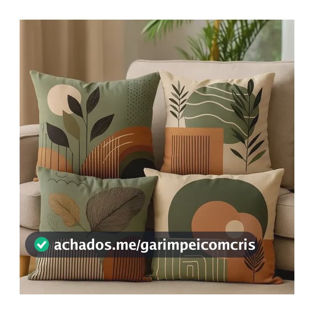Kit 4 Capas De Almofadas Moderna 45x45 - Floral Verde E Bege