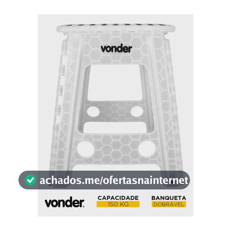 Banqueta Plástico Dobrável 450mm Branca Vonder Cor Branco