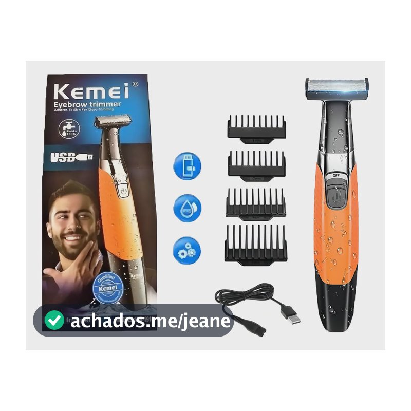 Maquina Kemei Barbeador Km-1910 Usb A Prova Dágua