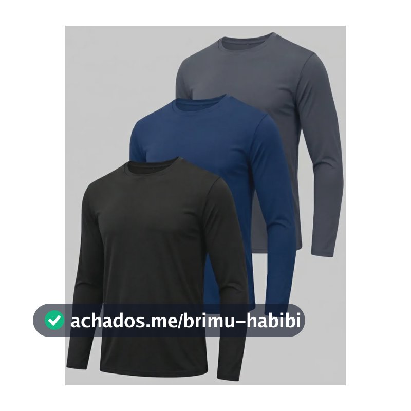 Kit 3 Camiseta Dry Fit Manga Longa Proteção Uv Segunda Pele Preto Azul-marinho Cinza-escuro M
