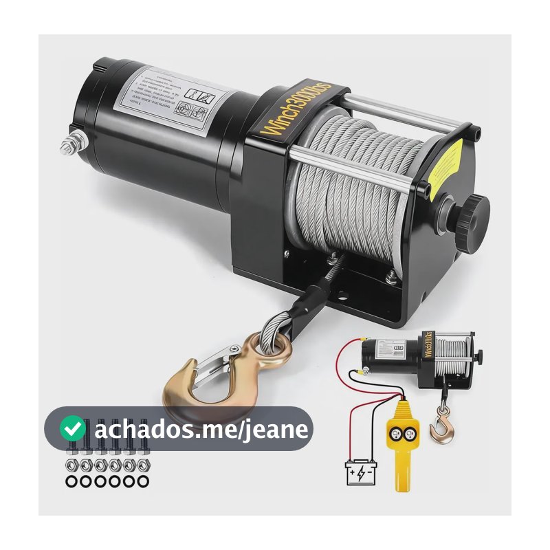 Guinchos Elétrico 3000lbs Guincho Eletrico 12v Aço 12 Metros 12v