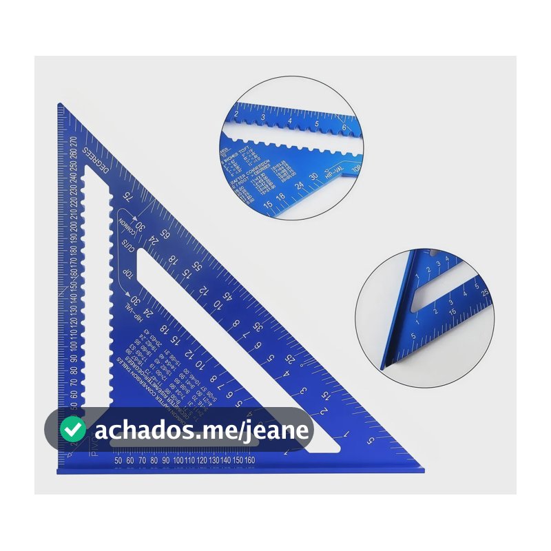 Esquadro Rápido Triangular Alumínio 12'' Pol Carpintaria Azul