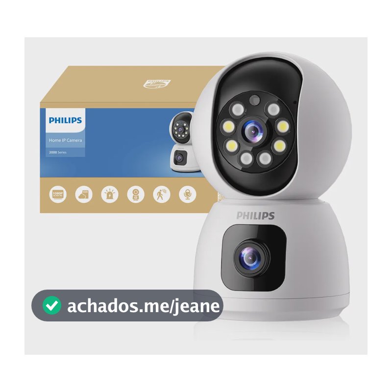 Câmera De Segurança Philips Wifi Dupla Lente Full Hd 2mp Visão Noturna Colorida Infravermelha 360° Ptz Detecção Humana Áudio Bidirecional Monitoramento Remoto App Câmera Interna Ip