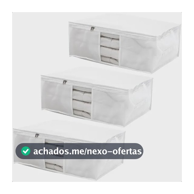 Kit 3 Saco Organizador Capa Protetora G Cobertor Edredom Roupas Branco 60x45x22