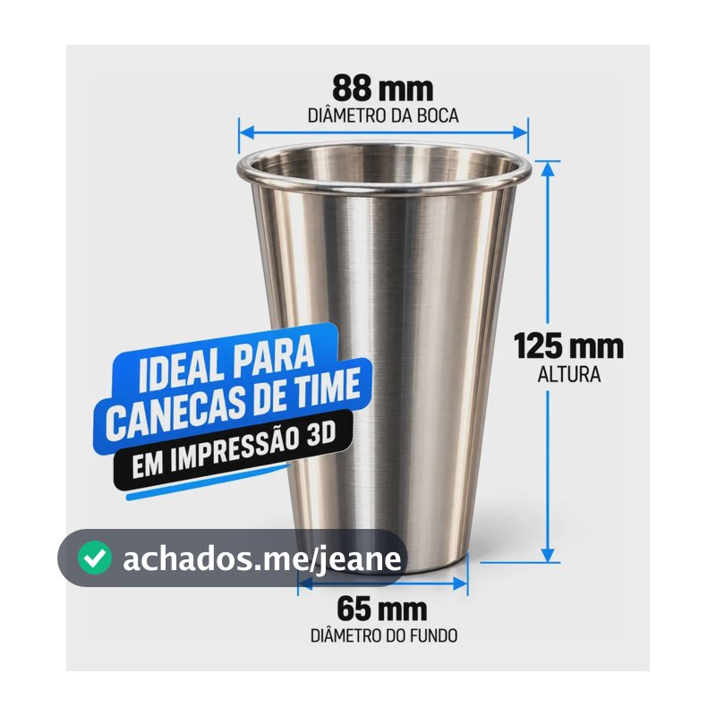 Kit Com 10 Copos De Alumínio 500 Ml -  Ideal Canecas De Time Prateado