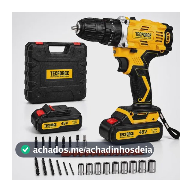 Parafusadeira Furadeira Tecforce 48v 2 Baterias Com Maleta