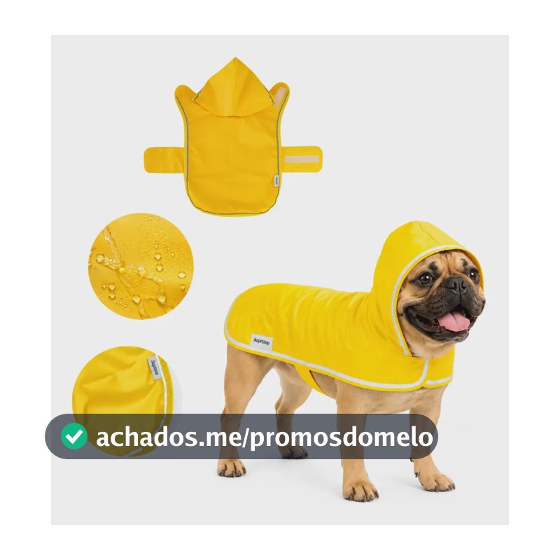 Capa Chuva Pet Capuz Dog Cão Skapetshop Raças Pequenas Amarelo M