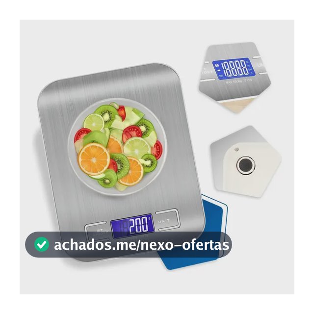 Balança Digital Cozinha Fitness Inox 10kg Alimentos Visor Grande Alta Precisão Pesar Dieta Portátil Profissional E Domestico Confeitaria Nutricional Ingredientes Foods Comida Prateada Pilha Nixzen
