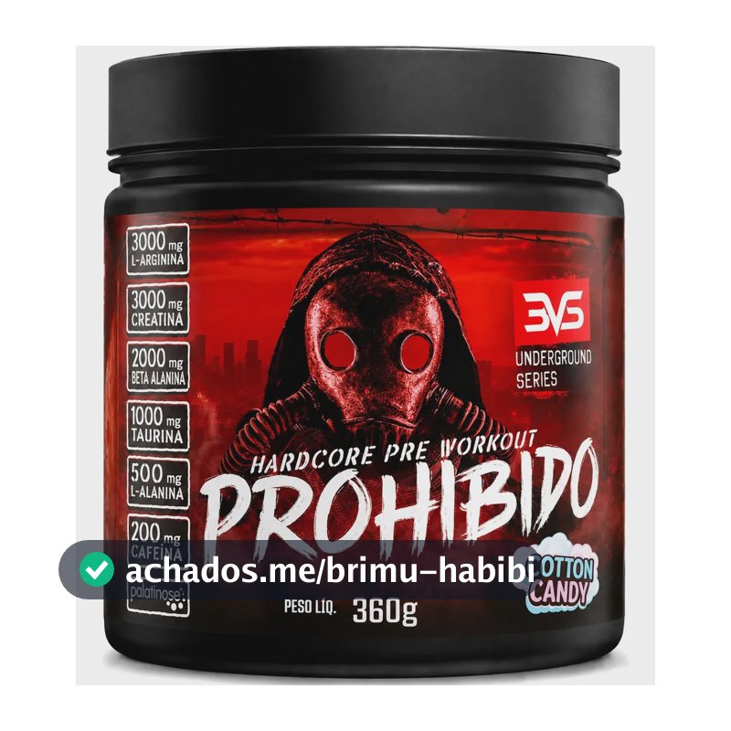 Prohibido Pré Treino 360g - Sabor: Cotton Candy - A Combinação Perfeita De 8 Ingredientes Que Proporcionam Energia Do Início Ao Fim Do Seu Treino
