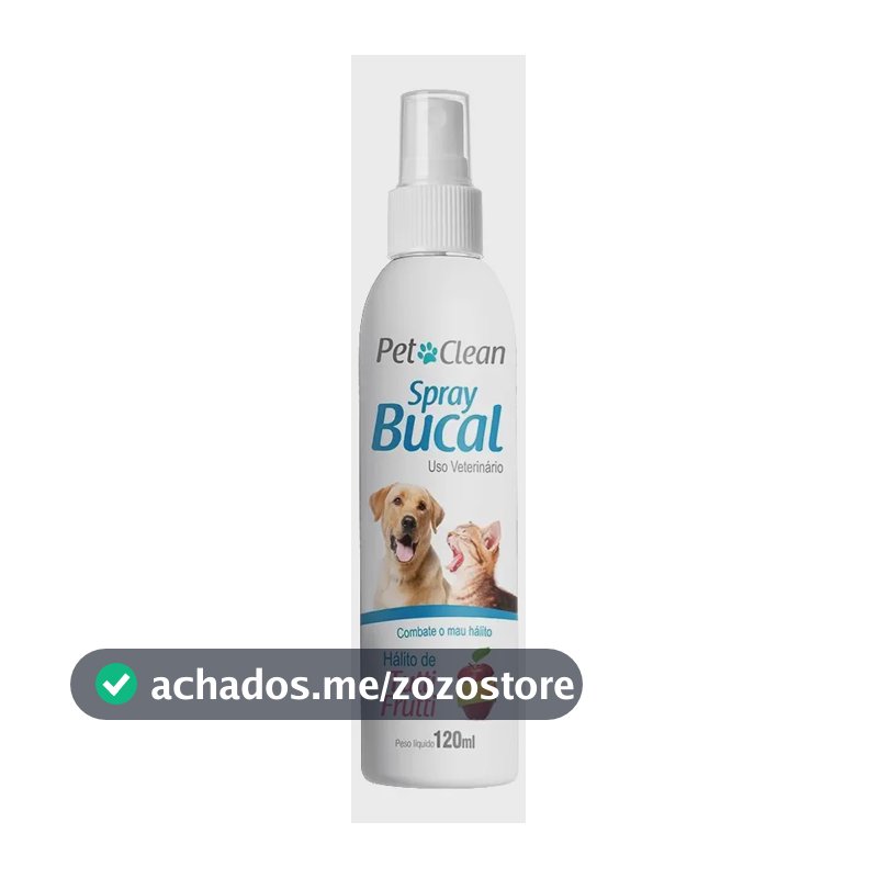 Spray Bucal Pet Clean 120ml Cães Gatos Previne Mau Hálito Sabor Tutti Fruti