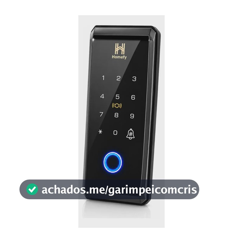 Fechadura Digital De Sobrepor Touch Screen Biometria Preta