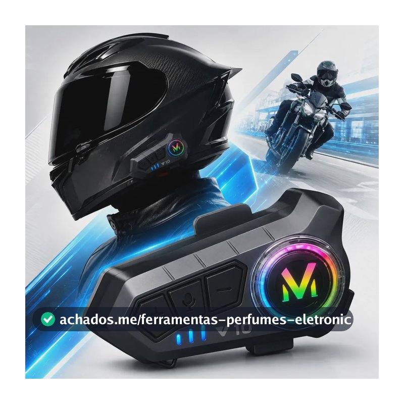 Fone Bluetooth Capacete Moto NeoXtek V10 Resistência Água IPX6
