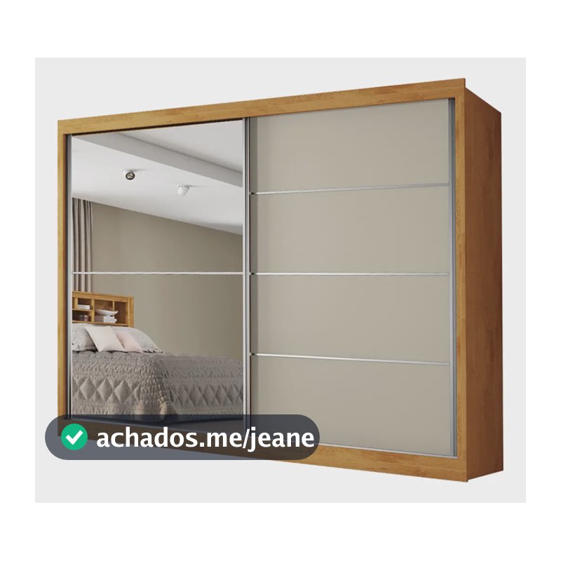 Guarda Roupas Casal 2 Portas Com Espelho 4 Gavetas Austria Madeirado Off White