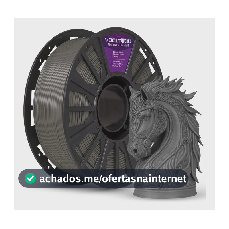 Filamento PLA Grafite Velvet Aveludado 1Kg Voolt3D Premium Alta Velocidade High Speed Para Imprimir Peças 3D Acabamento Aveludado Modelos Enfeites e Decoração Nacional